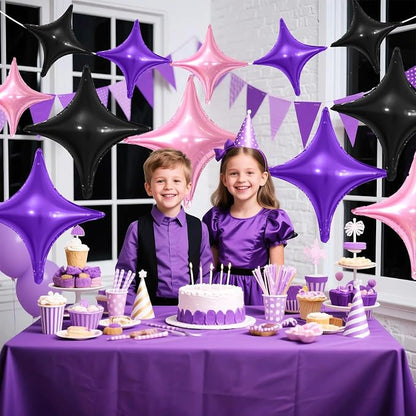 Black Purple Pink Star Balloons, 26Inch and 10Inch Black Purple Quadrangle - Image 4