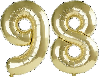 40 Inch Number 98 Balloons for 98th Birthday Party Decorations, 0-100 Champagne by FOBELEC