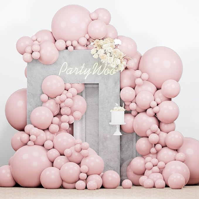 PartyWoo Baby Pink Balloons 140pcs Pastel Light Pale Pink Color | 18 12 10 5 by PartyWoo