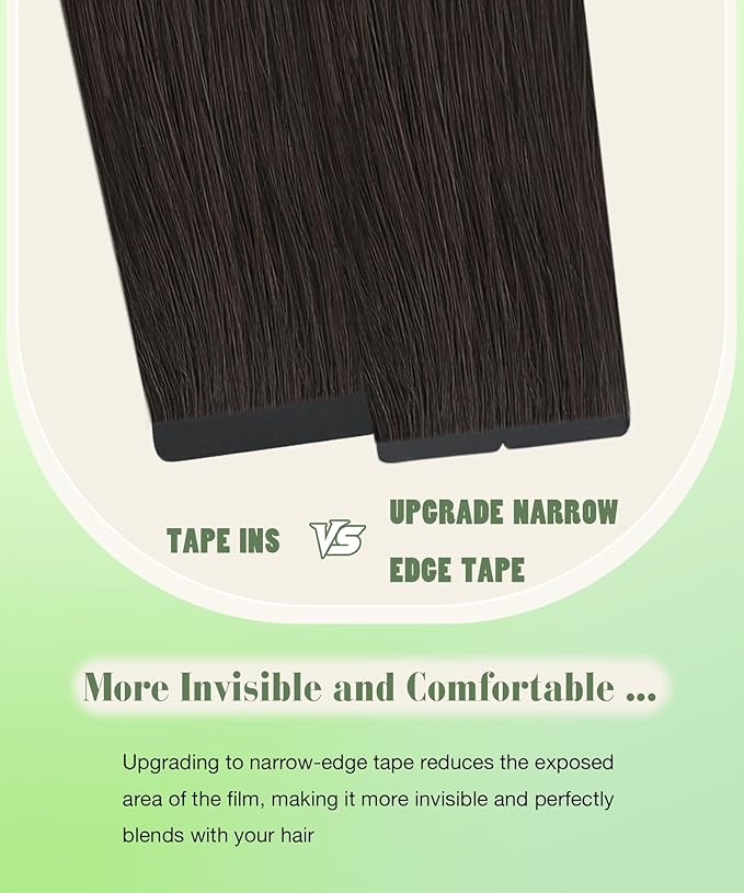 SURNEL Tape in Hair Extensions Human Hair 16 inch #2 Darkest Brown Hair Extensions Tape in 20 pcs 50g(#2-16)