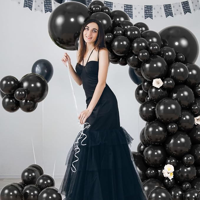 104pcs Black Balloon Garland Arch Kit Different sizes 18/12/10/5 Inch | Black - Image 7