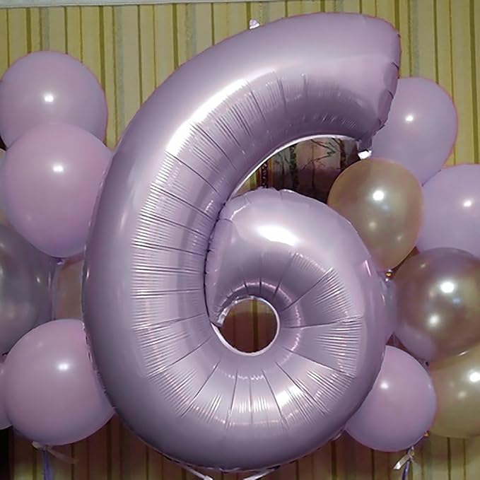 40 Inch Balloon Number 6 Light Purple, Large Foil Pastel Purple 6 Balloons - Image 6