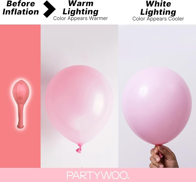 PartyWoo Baby Pink Balloons 140pcs Pastel Pale Pink Color 18 12 10 5 Inch | 18 - Image 3