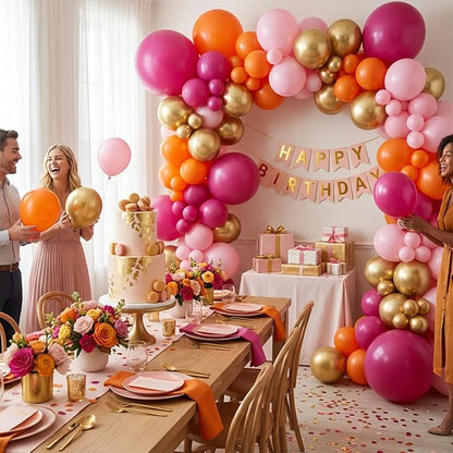 KBZVNAF Pink Orange Gold Latex Balloons 60 Pack 12 inch | Orange Pink Metallic - Image 3