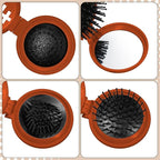 12 Pcs Football Mini Detangler Brush, Folding Mirror Hair Brushes, Travel Hair Brush, No Tangle Soft Flexible Bristles for Straight, Curly, Thick Hair for Football Team Gift Sport Party