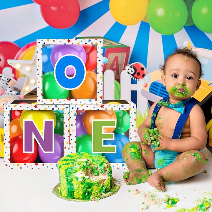 First Birthday Decorations for Boy Girls, ONE Balloon Boxes - Image 4
