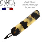 Camila Paris CP2806 French Hair Barrette Clip for Girls, Handmade, White Tokyo, Metal-Free Closure Strong Hold Grip Hair Clips for Women, No Slip Durable Styling Girls Hair Accessories, Made in France