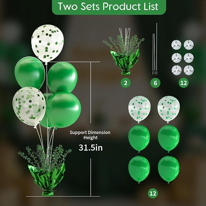Green Balloon Table Centerpiece Kit, 2 Sets Green Balloon Stands - Image 5