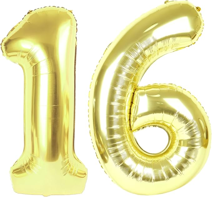 16 Balloon - Champagne Gold Birthday Number Balloons, 40 Inch Decorations | by ALPHADELTAPI