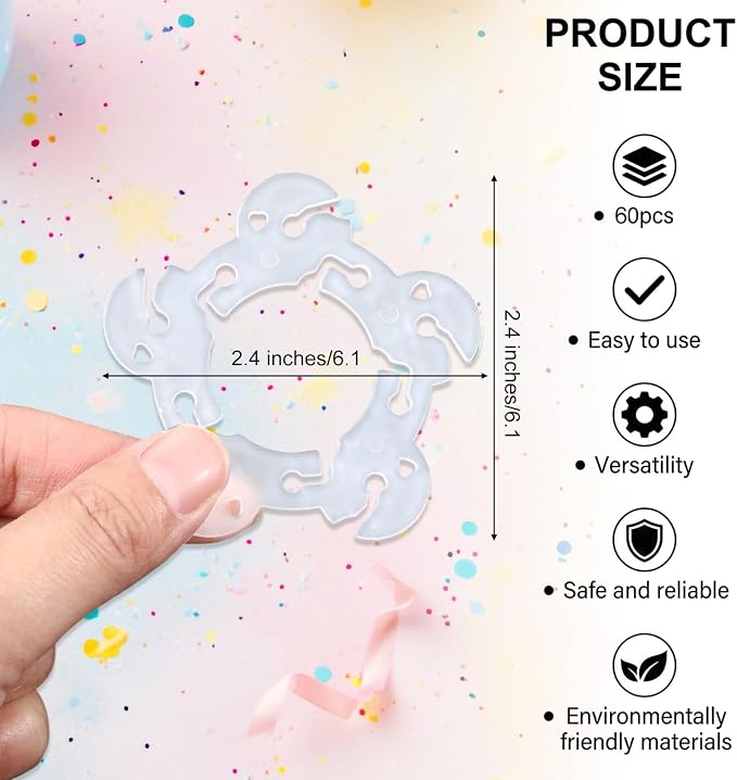 60 Pcs Reusable Balloon Arch Clips Flower Shape Plastic Balloon Arch Connector - Image 2
