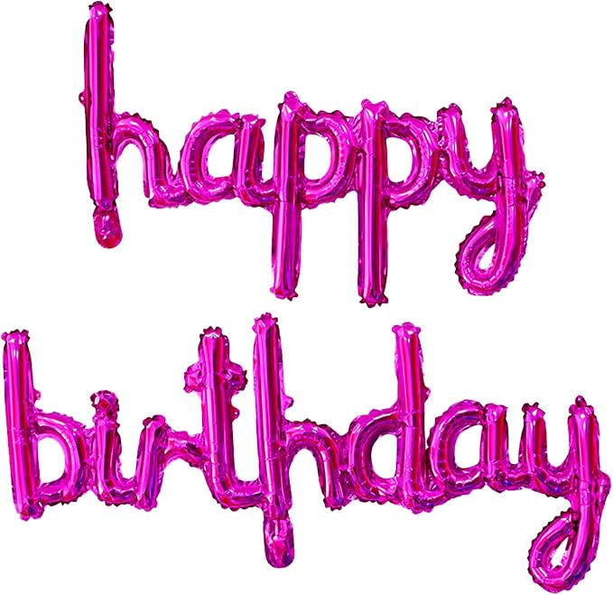 Hot Pink Happy Birthday Balloons Banner 16 Inch Mylar Foil | Happy Birthday by Unknown