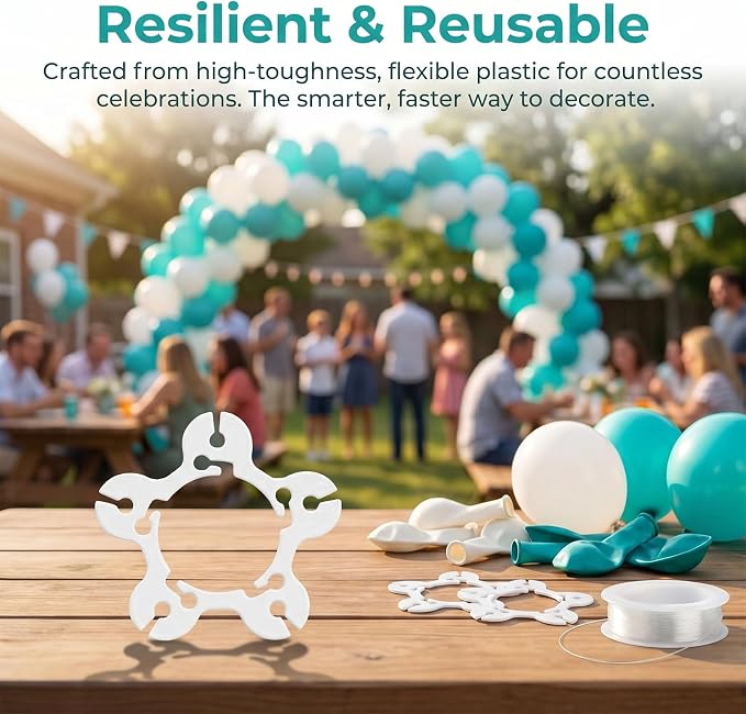 XMHBG 100 Pcs Balloon Rings, Balloon Arch Clips & Connectors – Reusable - Image 3