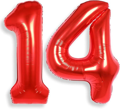 AULE 40 Inch Red 14 Balloon Number Foil 0-9 Birthday Big Numbers | Birthday by AULE
