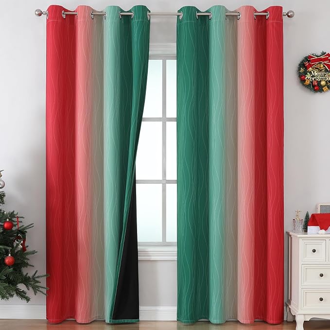 Red and Green Ombre Blackout Curtains by ESTELARTEXTILER