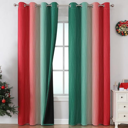 Red and Green Christmas Blackout Curtains by ESTELARTEXTILER