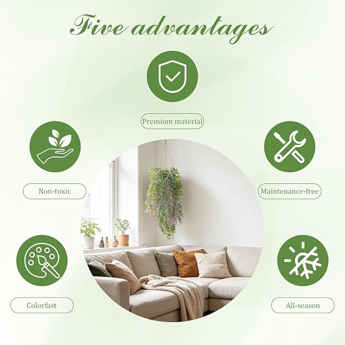 4Pcs Fake Hanging Fern Plants for Outdoors, UV Resistant Artificial Ferns - Image 4