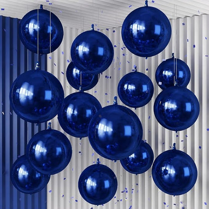 14 Pcs Navy Blue Round Foil Balloons 22/15/10 4D Ball Balloons Dark Blue by Froova