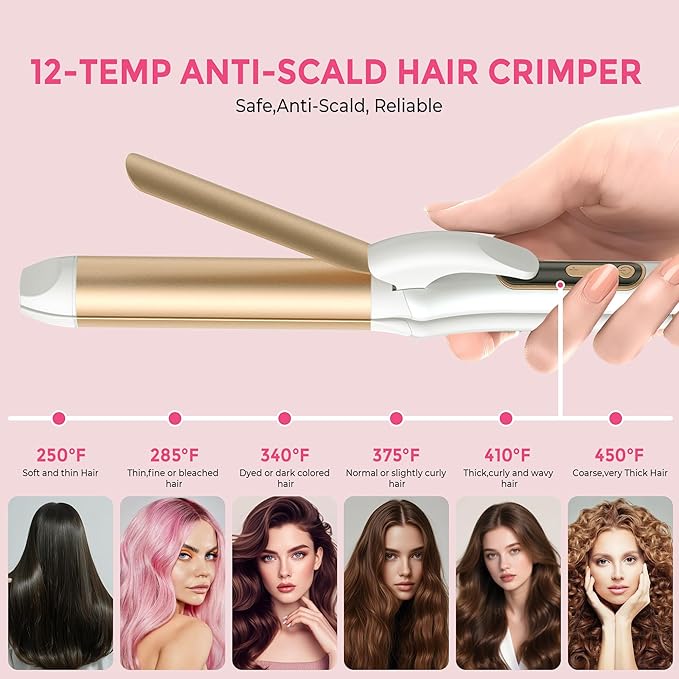 2 in 1 Curler and Straightener Travel Dual Voltage Curling Iron 1.25 Inch Normal Size Hair Curler Ceramic with EU/UK Plug Adapter for Travel Curling Wand Adjustable Temperature and Anti-Tangle