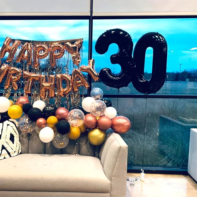 Black Number 40 Birthday Balloons, 40 Inch Large Black Mylar Foil Number 4 and - Image 5