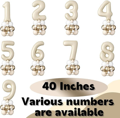 40 Inch Cream Number 2 Balloon for 2nd Birthday Decoration Beige White Sand - Image 7
