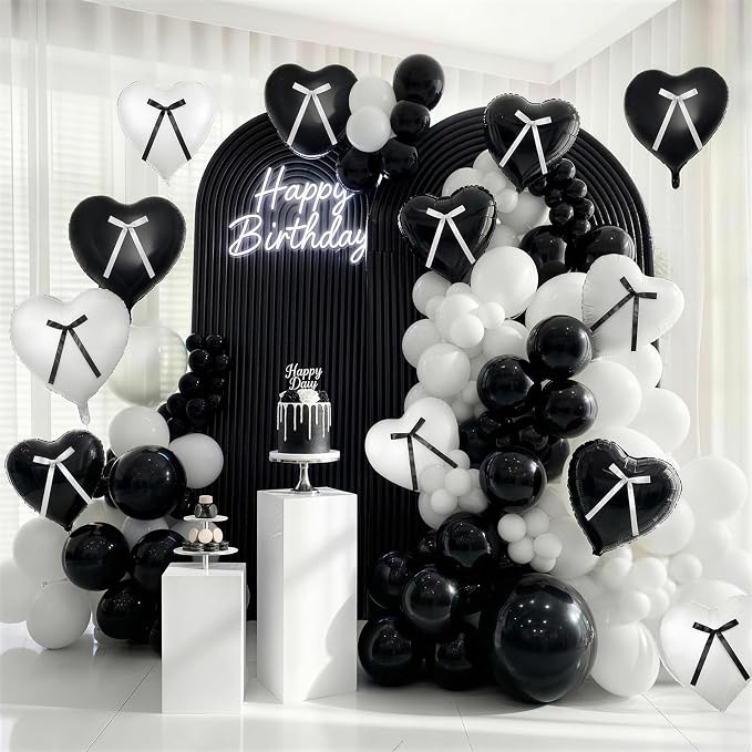 Black White Heart Balloons - Image 5