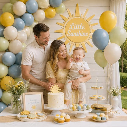 Dusty Blue Green Mustard Yellow Balloons, 12 Inch Lemon Theme Latex Balloon | - Image 3