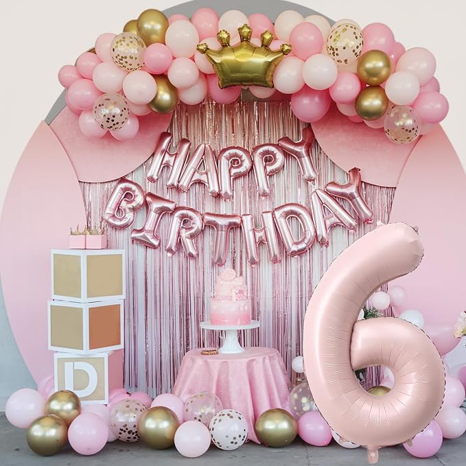 Light Pink Number Balloon 6, 40 Inch Large Self Inflating 6 Foil Number - Image 5