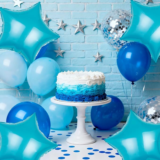 MEETINGU Light Blue Star Shape Foil Balloons 18Inch Light Blue Foil Balloons 10 - Image 5