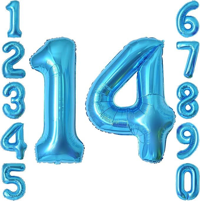 Light Blue Number 14 Balloon 40 Inch, Foil Numeral by Unknown