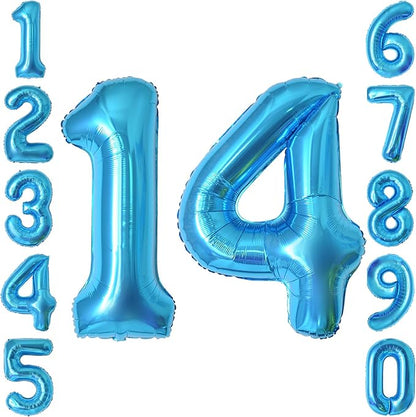 Light Blue Number 14 Balloon 40 Inch, Foil Numeral by Unknown