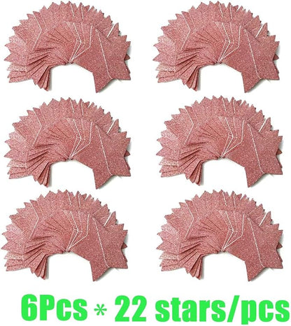 6 Pack Glitter Rose Gold Star Paper Garland Bridal Shower Wedding Bachelorette - Image 7