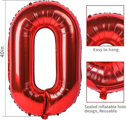 1pc Red Balloon, 40 Inch Number 10 Foil, - Image 3