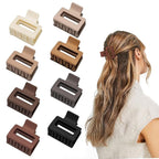 Cobinaan Medium Matte Rectangle Claw Hair Clips for Women Girls, 2 x 1 x 1.8 inch, 8pcs Warm Color, Nonslip Hair Jaw Clips for Thin/Medium Thick Hair