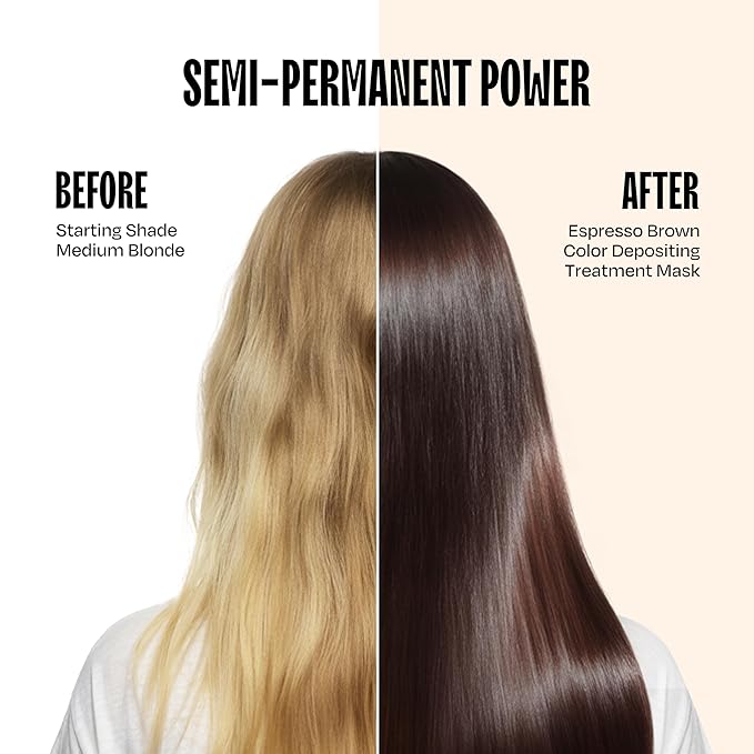 Overtone Semi Permanent Hair Color Conditioner, Espresso Brown, 8 oz, Nourishing, Damage-Free, Color Depositing Mask for All Hair Types with Shea Butter & Coconut Oil, Vegan & Cruelty-Free