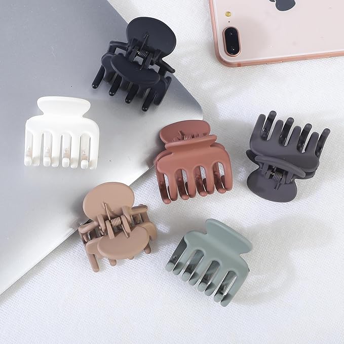6 Pcs Hair Clips Small Claw Clips for Thin Hair Medium Matte Non-slip Hair Accessories for Women and Girls (Brown)