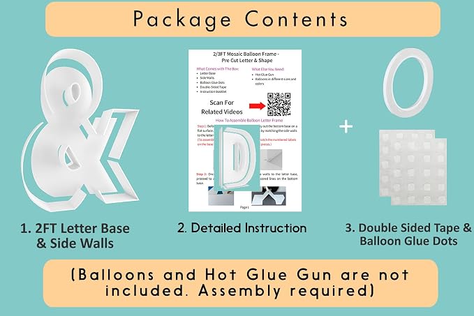 2FT Sign & Mosaic Balloon Frame Letter DIY Fillable Letters Kit - Image 4