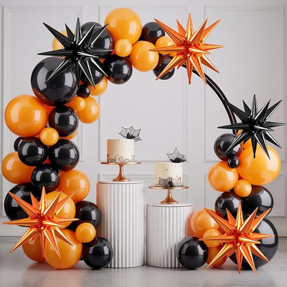 Orange Black Star Balloons, 22/27 Inch Black and Orange Star Shaped Balloons - Image 4