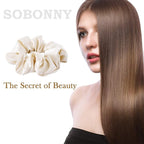 Mulberry Silk Hair Ties - Frizz Prevention, Sleep Accessories for Women (Beige, White, Pink, 3-Pack)