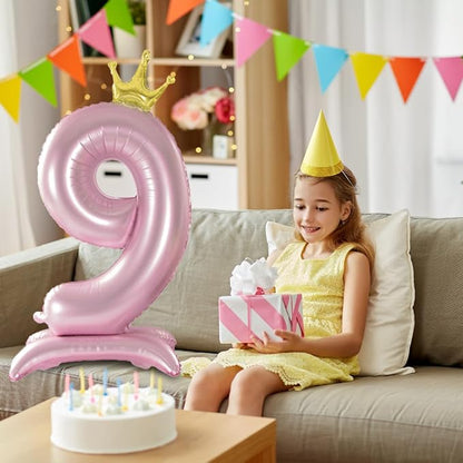 42 Inch Crown Pink Number Balloon, Number 5 Balloon - Image 7