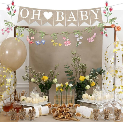 Weecent Pre-Strung 6ft Burlap Oh Baby Banner - Image 5