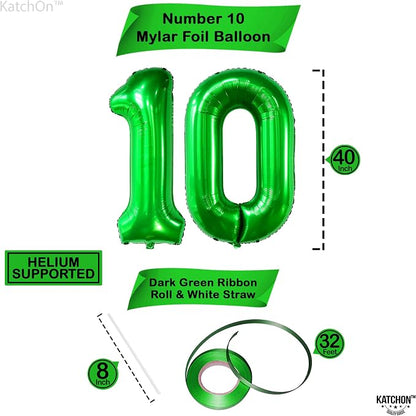 KatchOn Dark Green 10 Balloon Number 40 Inch, 10th Birthday Decorations | Dark - Image 4