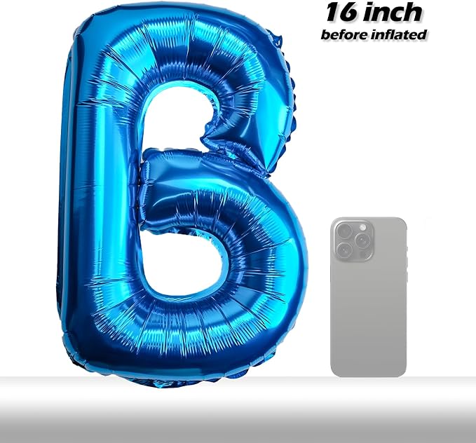 16" Blue Letter Number Balloons, Happy Birthday & 2 Sets of A-Z 0-9, Foil Mylar - Image 6