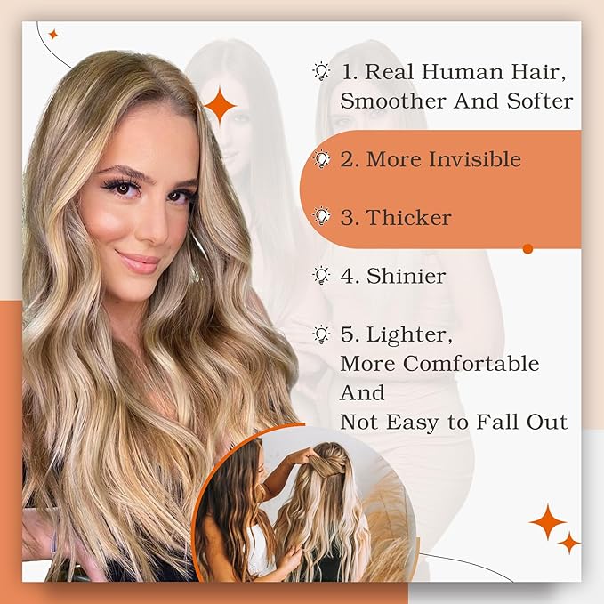 Full Shine Tape in Hair Extensions 14Inch Seamless Skin Weft Tape Hair Extensions Real Human Hair 10 Golden Brown Highlighted 613 Bleach Blonde Human Hair Extension Straight Hair 50G 20Pcs for Women