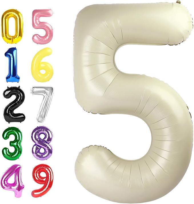 4 Number Balloons Cream 40 Inch Foil Balloon by Argthjy