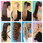 Claw Clip Ponytail Extension 18" Clip in Wavy Ponytail Hair Extensions Long Pony Tails for Women Extensions Black to White Wave Hairpiece