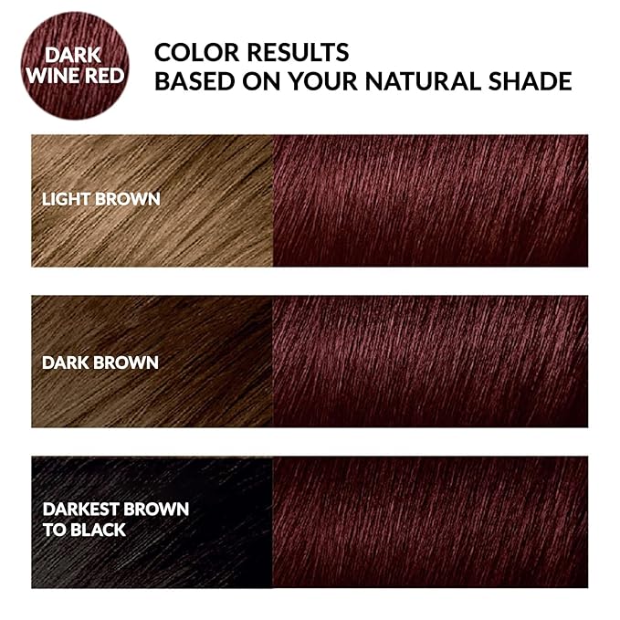 Instant Dark Wine Red Hair Dye Shampoo 3 in 1 for Gray Hair, Natural Hair Color Shampoo for Men & Women, 17.6 FL OZ Herbal Red Hair Shampoo & Red Hair Dye Colors in Minutes