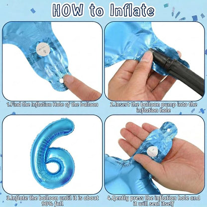 Light Blue Number 6 Balloon 40 Inch, Foil Numeral - Image 5