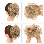HMD Tousled Updo Messy Bun Hair Piece Hair Extension Ponytail With Elastic Rubber Band Updo Extensions Hairpiece Synthetic Hair Extensions Scrunchies Ponytail Hairpieces for Women