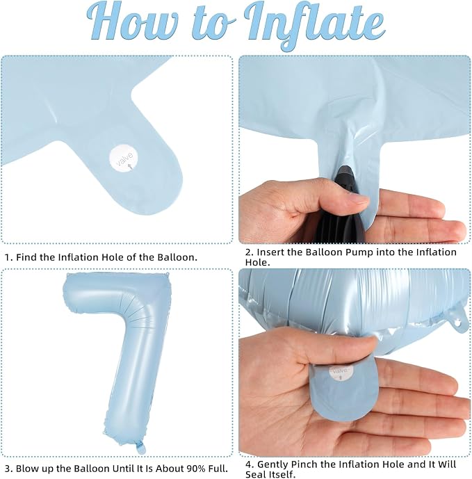 Light Blue Number 7 Balloon, 40 Inch Big Large Foil Number Balloons, Giant - Image 7
