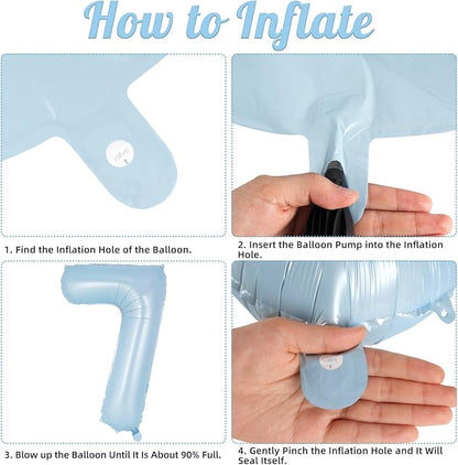 Light Blue Number 7 Balloon, 40 Inch Big Large Foil Number Balloons, Giant - Image 7